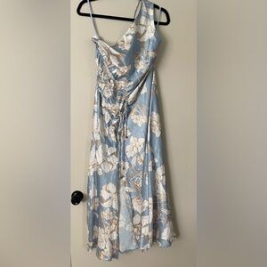 Hello Molly Sky Blue One Shoulder Dress with White Floral